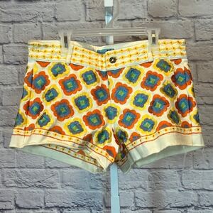 Letarte Women's M Embroidered Boho Shorts Cream Floral Retro Resortcore